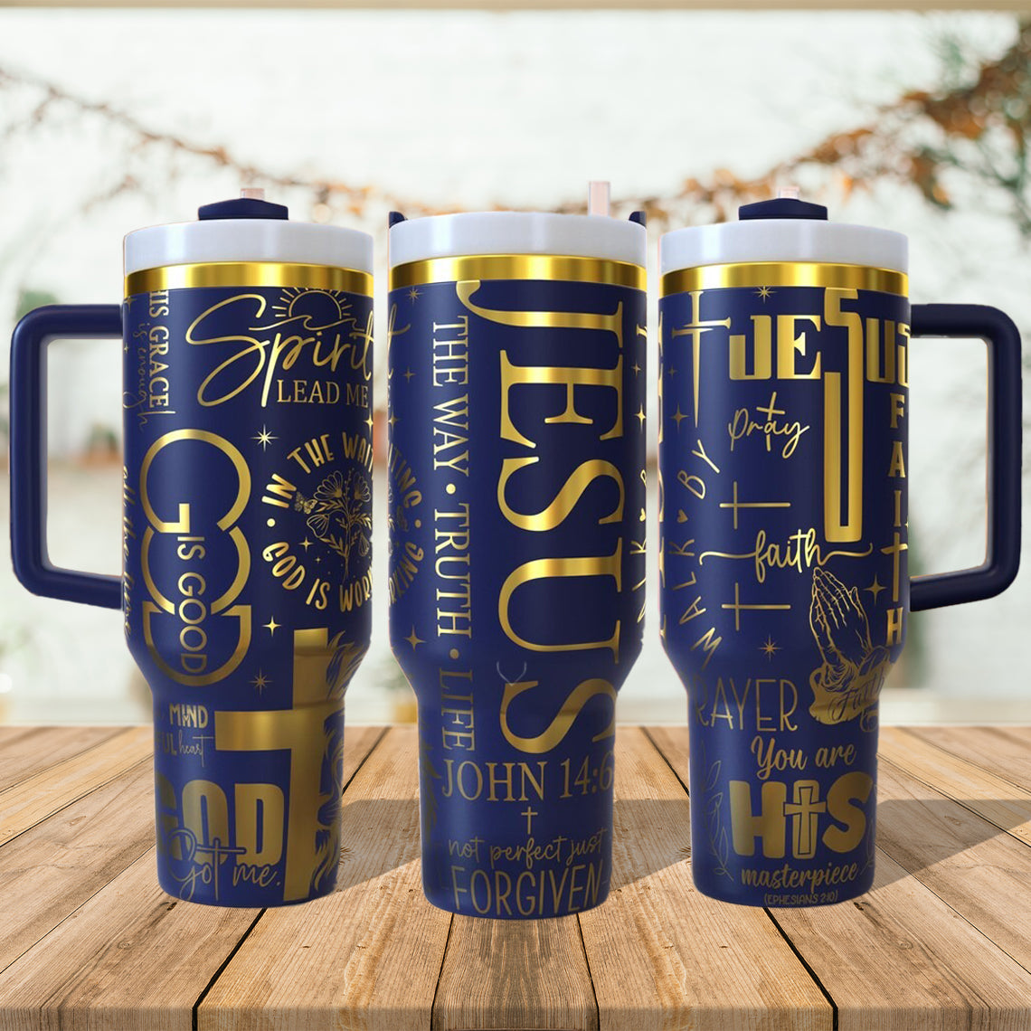 Jesus Christian Tumbler 30oz/40oz, Jesus Tumbler With Handle, Christian Laser Engraved, LAF17